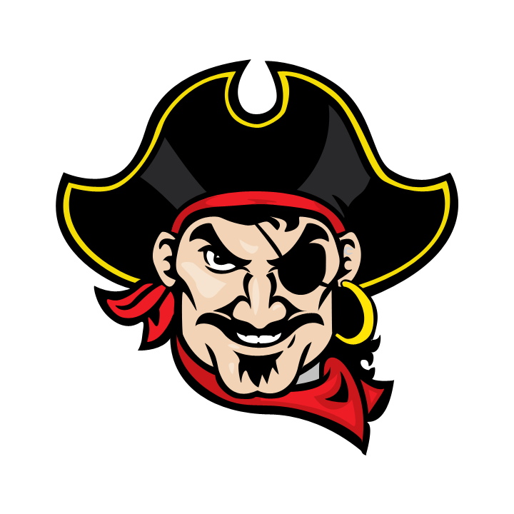Raider Logo in black, red, gold and tan.