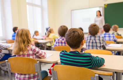 Kids sitting in a classroom