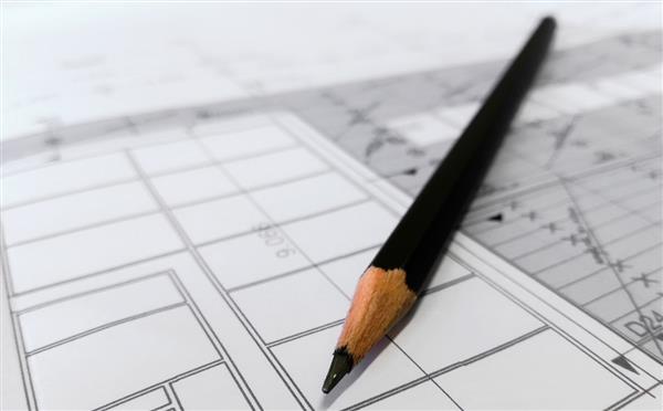 Blueprint with pencil 