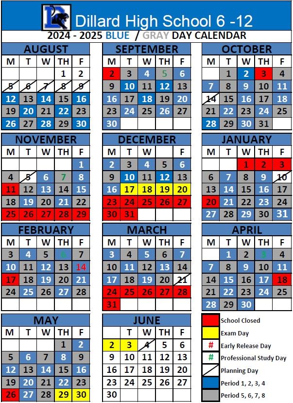  Dillard new Calendar