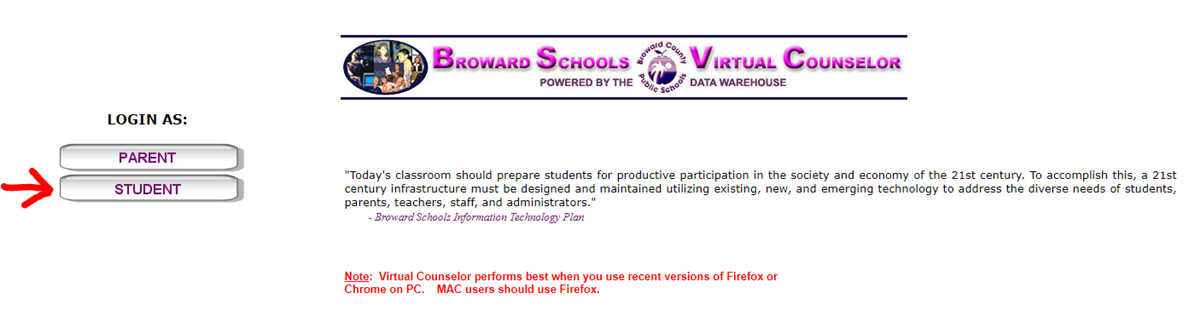 Virtual counselor pointing at student 