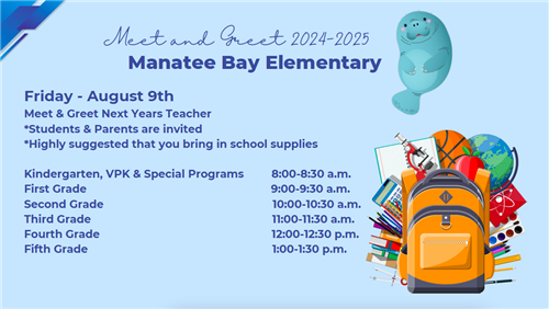 Manatee Bay Meet and Greet Schedule