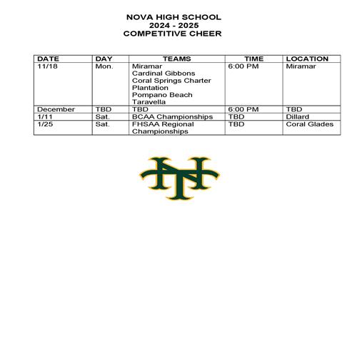 Competitive Cheer Schedule