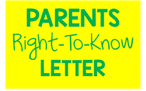 Annual Notice to Parents (Right-To-Know)