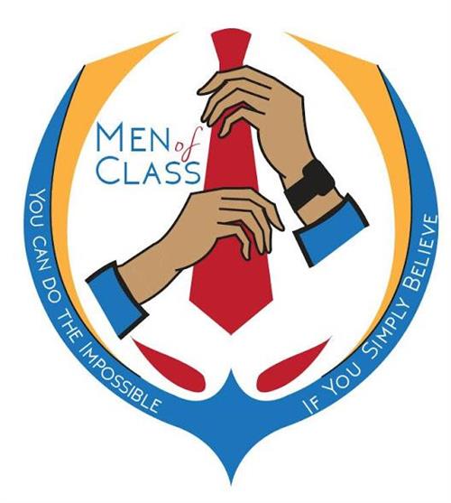 Man's hands tying a red necktie 